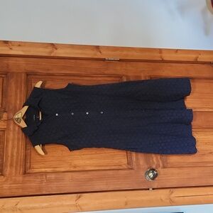 Lands' End navy eyelet sleeveless dress